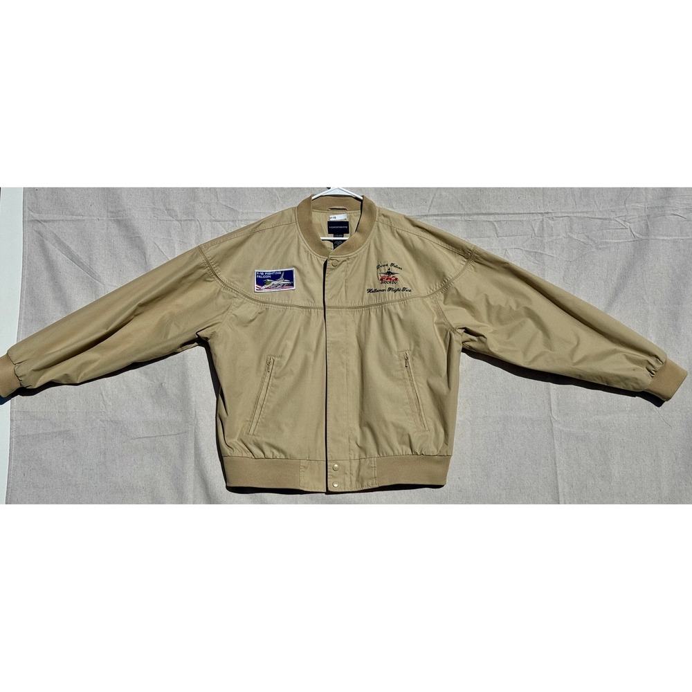 Knightsbridge Mens XL F-16 Fighting Falcon Holloman Flight Test Jacket Tan